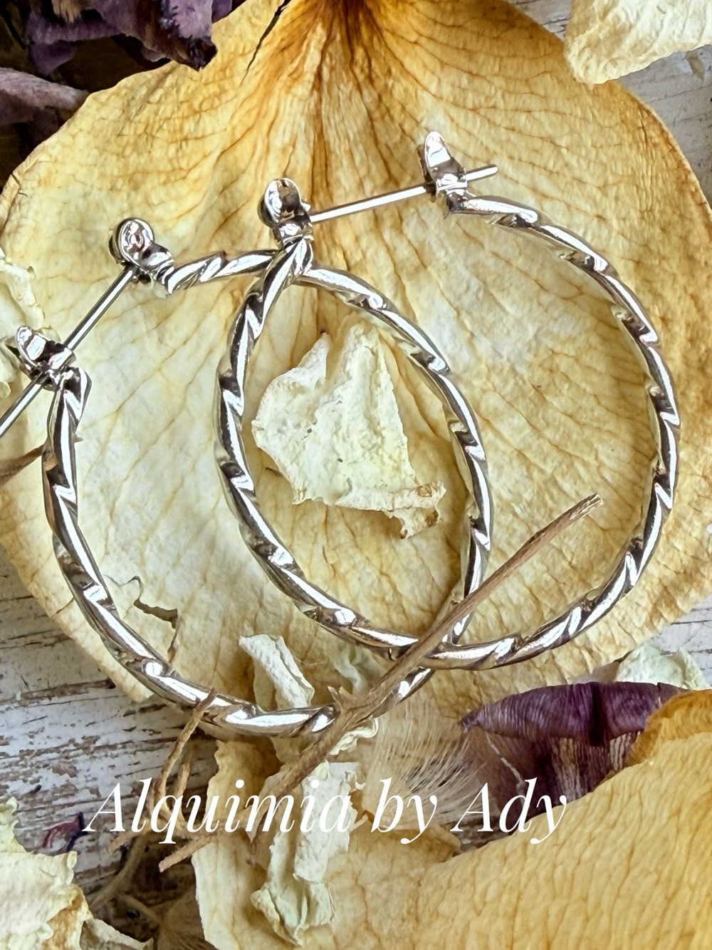 Alquimia Silver Twisted Hoop Earrings